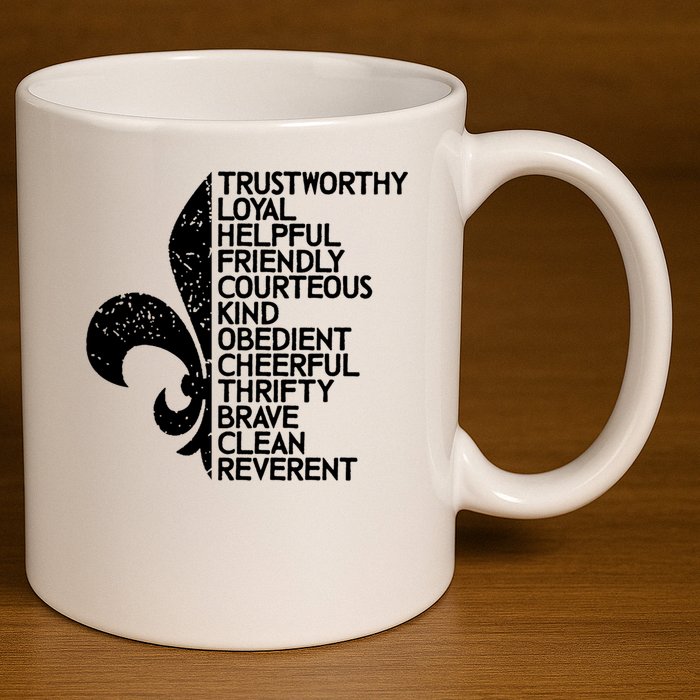 Scout Law Scouting Traits Funny  Summer Vacation 11oz C Handle Ceramic Mug