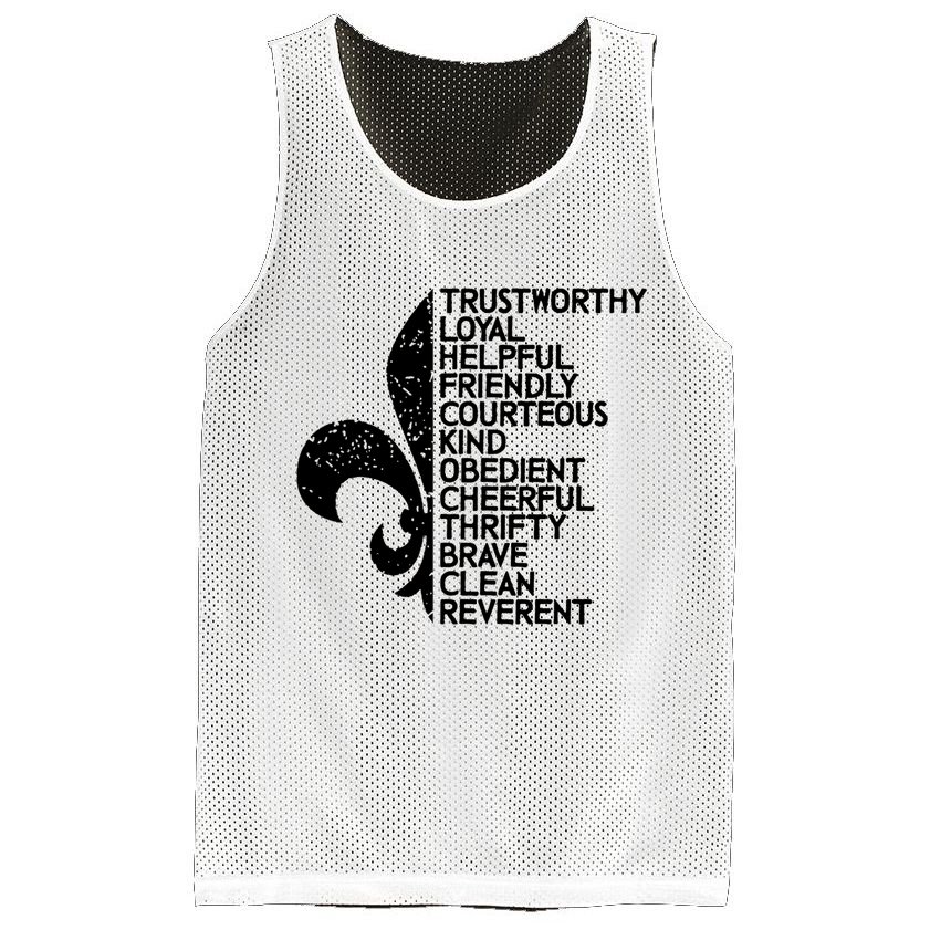 Scout Law Scouting Traits Funny  Summer Vacation Mesh Reversible Basketball Jersey Tank