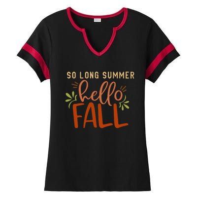 So Long Summer Hello Fall Ladies Halftime Notch Neck Tee