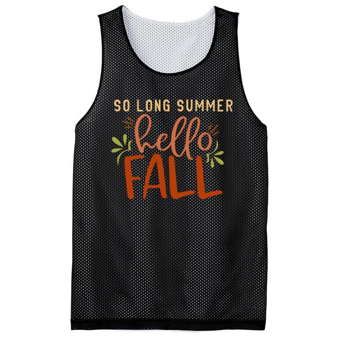 So Long Summer Hello Fall Mesh Reversible Basketball Jersey Tank