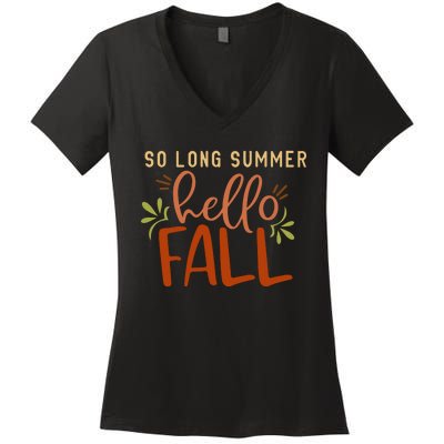 So Long Summer Hello Fall Women's V-Neck T-Shirt