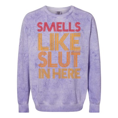 Smells Like Slut In Here Funny Humor Colorblast Crewneck Sweatshirt