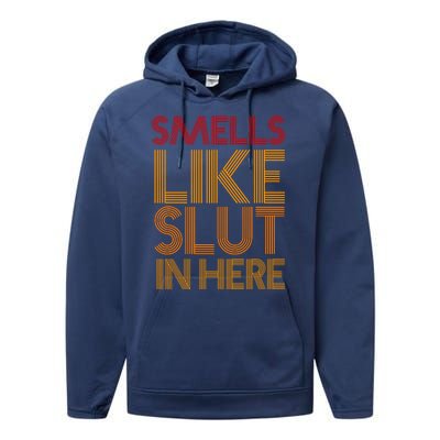 Smells Like Slut In Here Funny Humor Performance Fleece Hoodie