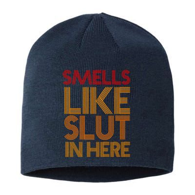 Smells Like Slut In Here Funny Humor Sustainable Beanie