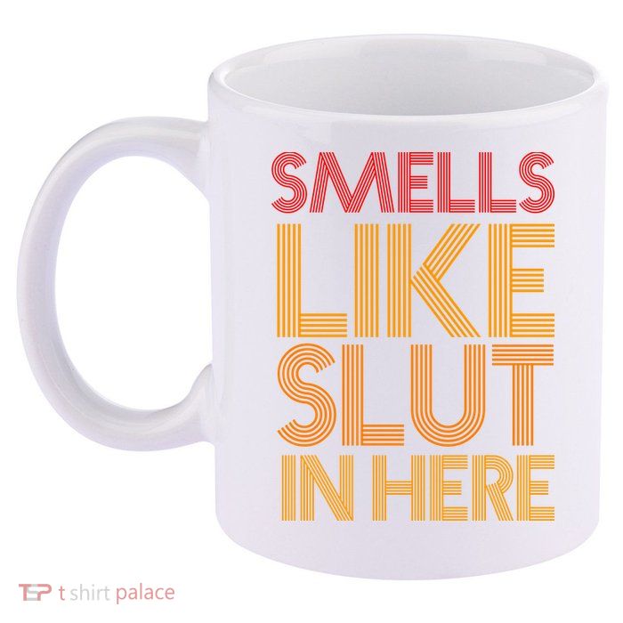Smells Like Slut In Here Funny Humor 11oz C Handle Ceramic Mug