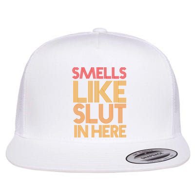 Smells Like Slut In Here Funny Humor Flat Bill Trucker Hat