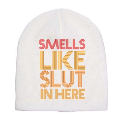 Smells Like Slut In Here Funny Humor Short Acrylic Beanie