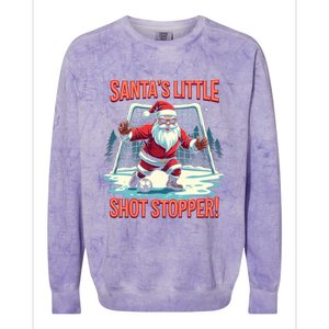 SantaS Little Shot Stopper Funny Christmas Soccer Player Gift Colorblast Crewneck Sweatshirt