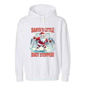 SantaS Little Shot Stopper Funny Christmas Soccer Player Gift Garment-Dyed Fleece Hoodie