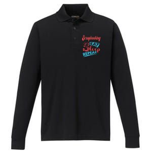 Scrapbooking Lovers Scrapbooking Eat Sleep Repeat Funny Gift Performance Long Sleeve Polo