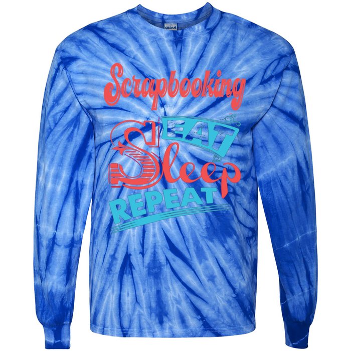 Scrapbooking Lovers Scrapbooking Eat Sleep Repeat Funny Gift Tie-Dye Long Sleeve Shirt