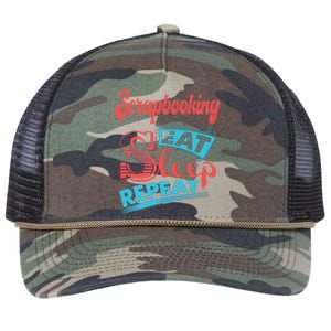 Scrapbooking Lovers Scrapbooking Eat Sleep Repeat Funny Gift Retro Rope Trucker Hat Cap