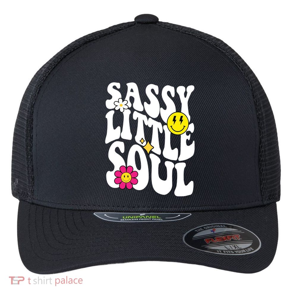 Sassy Little Soul Groovy Retro Cute Flexfit Unipanel Trucker Cap