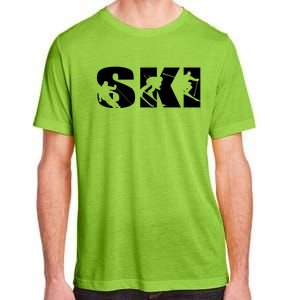 Ski Long Sleeve Tshirt For Skiing Lovers Silhouette Skiers Adult ChromaSoft Performance T-Shirt