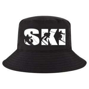 Ski Long Sleeve Tshirt For Skiing Lovers Silhouette Skiers Cool Comfort Performance Bucket Hat