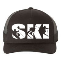 Ski Long Sleeve Tshirt For Skiing Lovers Silhouette Skiers Yupoong Adult 5-Panel Trucker Hat