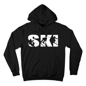 Ski Long Sleeve Tshirt For Skiing Lovers Silhouette Skiers Hoodie