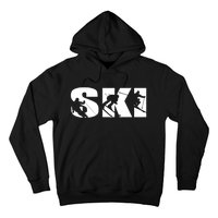 Ski Long Sleeve Tshirt For Skiing Lovers Silhouette Skiers Hoodie