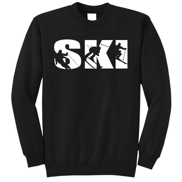 Ski Long Sleeve Tshirt For Skiing Lovers Silhouette Skiers Sweatshirt