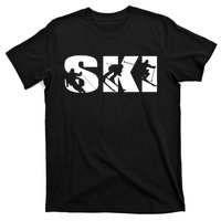 Ski Long Sleeve Tshirt For Skiing Lovers Silhouette Skiers T-Shirt