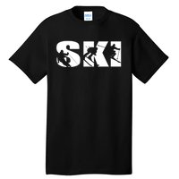 Ski Long Sleeve Tshirt For Skiing Lovers Silhouette Skiers Tall T-Shirt