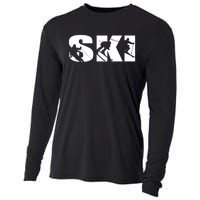 Ski Long Sleeve Tshirt For Skiing Lovers Silhouette Skiers Cooling Performance Long Sleeve Crew