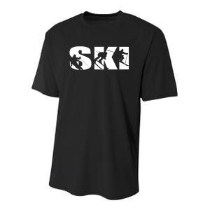 Ski Long Sleeve Tshirt For Skiing Lovers Silhouette Skiers Youth Performance Sprint T-Shirt