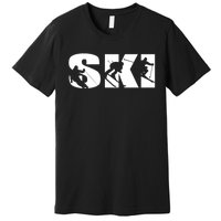 Ski Long Sleeve Tshirt For Skiing Lovers Silhouette Skiers Premium T-Shirt