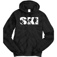 Ski Long Sleeve Tshirt For Skiing Lovers Silhouette Skiers Tie Dye Hoodie