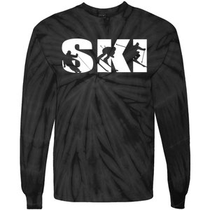 Ski Long Sleeve Tshirt For Skiing Lovers Silhouette Skiers Tie-Dye Long Sleeve Shirt