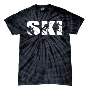 Ski Long Sleeve Tshirt For Skiing Lovers Silhouette Skiers Tie-Dye T-Shirt