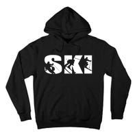 Ski Long Sleeve Tshirt For Skiing Lovers Silhouette Skiers Tall Hoodie