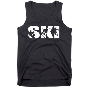 Ski Long Sleeve Tshirt For Skiing Lovers Silhouette Skiers Tank Top