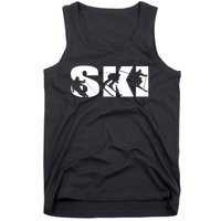 Ski Long Sleeve Tshirt For Skiing Lovers Silhouette Skiers Tank Top