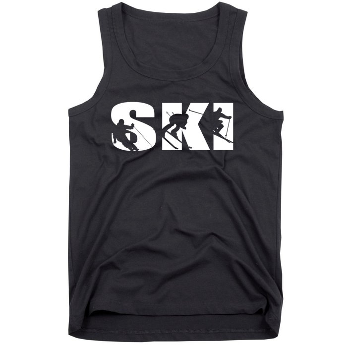 Ski Long Sleeve Tshirt For Skiing Lovers Silhouette Skiers Tank Top