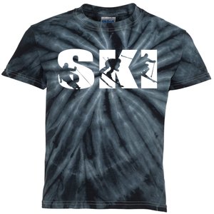 Ski Long Sleeve Tshirt For Skiing Lovers Silhouette Skiers Kids Tie-Dye T-Shirt