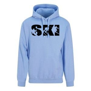 Ski Long Sleeve Tshirt For Skiing Lovers Silhouette Skiers Unisex Surf Hoodie