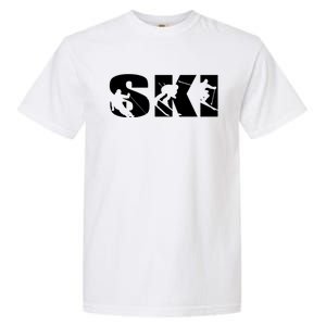 Ski Long Sleeve Tshirt For Skiing Lovers Silhouette Skiers Garment-Dyed Heavyweight T-Shirt