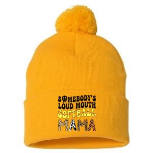 Somebody's Loudmouth Softball Mama Funny Mom Mother's Day Pom Pom 12in Knit Beanie