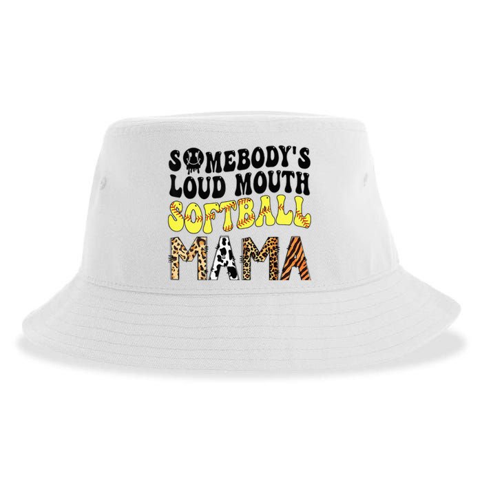 Somebody's Loudmouth Softball Mama Funny Mom Mother's Day Sustainable Bucket Hat