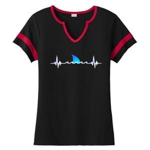 Shark Lover Shark Heartbeat Funny Shark Ladies Halftime Notch Neck Tee