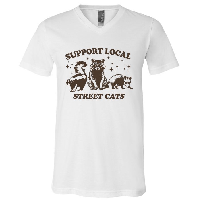 Support Local Street Vintage Graphic V-Neck T-Shirt