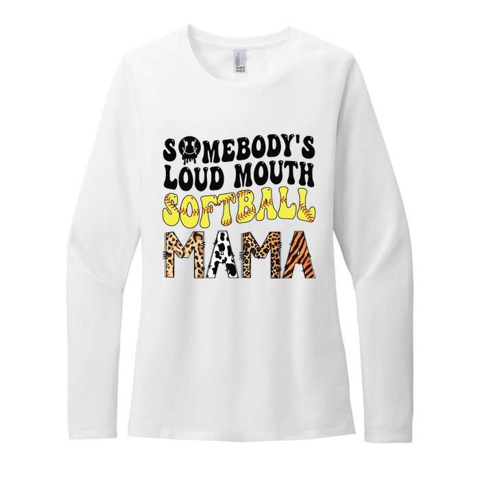 Somebody's Loudmouth Softball Mama Funny Mom Mother's Day Womens CVC Long Sleeve Shirt