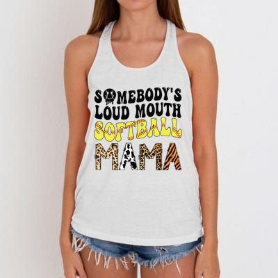 Somebody's Loudmouth Softball Mama Funny Mom Mother's Day Women's Knotted Racerback Tank