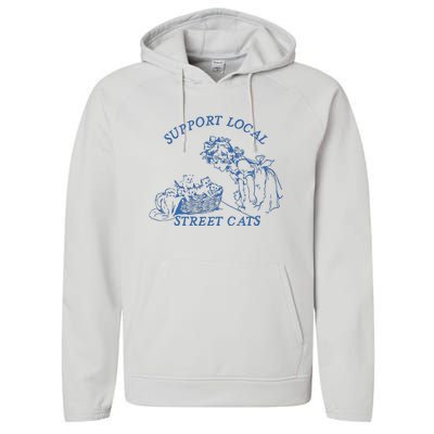 Support Local Street Vintage Graphic Performance Fleece Hoodie