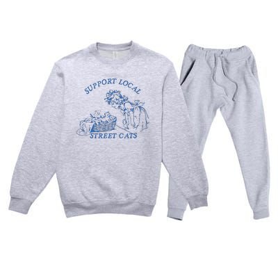 Support Local Street Vintage Graphic Premium Crewneck Sweatsuit Set