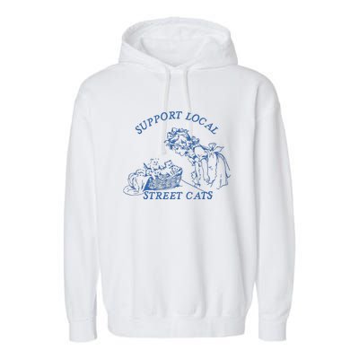 Support Local Street Vintage Graphic Garment-Dyed Fleece Hoodie