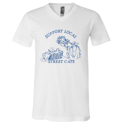 Support Local Street Vintage Graphic V-Neck T-Shirt