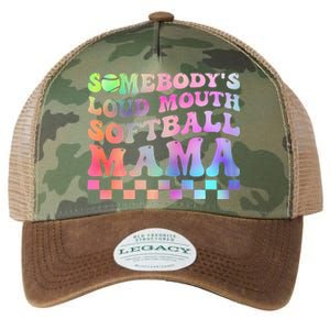 Somebody's Loudmouth Softball Mama Funny Mother's Day Legacy Tie Dye Trucker Hat