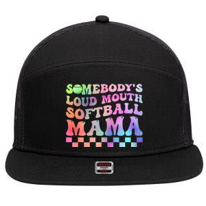 Somebody's Loudmouth Softball Mama Funny Mother's Day 7 Panel Mesh Trucker Snapback Hat